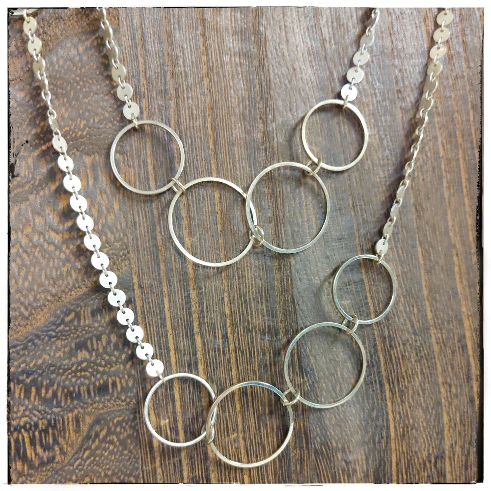 Lydell NYC Long Goldtone Layered Disk Necklace